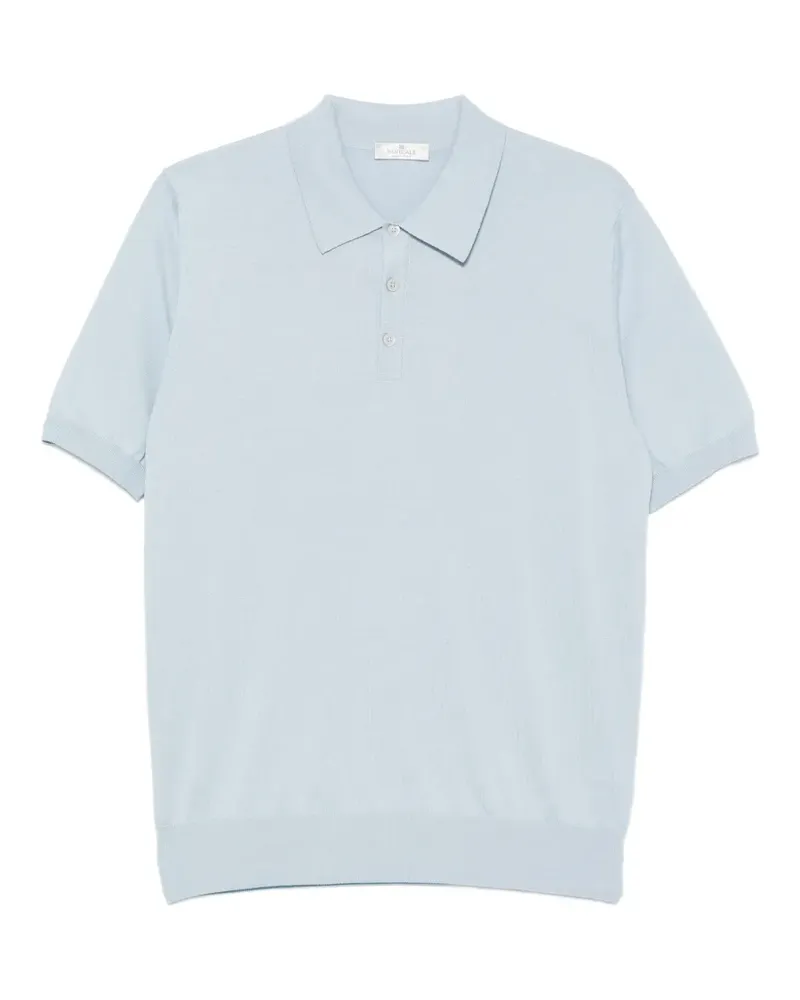 PANICALE Cashmere short-sleeve buttoned polo shirt - Blau Blau