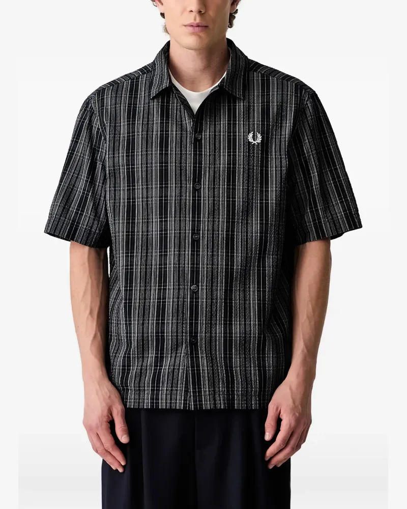 Fred Perry check-print short-sleeve shirt - Blau Blau