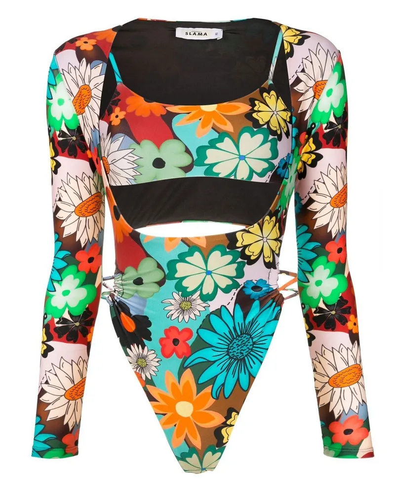 Amir Slama Badeanzug mit Blumen-Print - Mehrfarbig Mehrfarbig