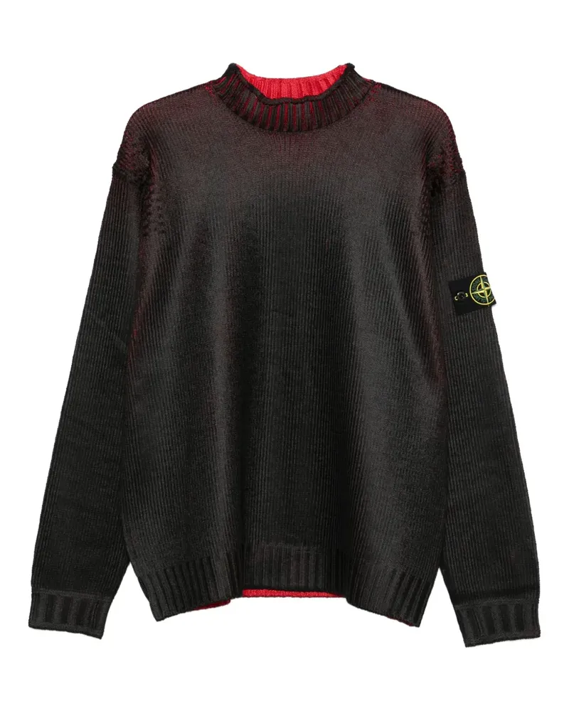 Stone Island Gerippter Pullover mit Stehkragen - Schwarz Schwarz
