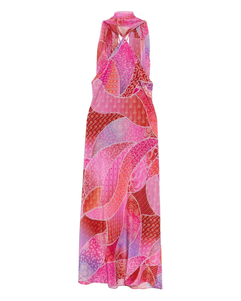 RIXO Hayley Kleid im Patchwork-Look - Rosa Rosa