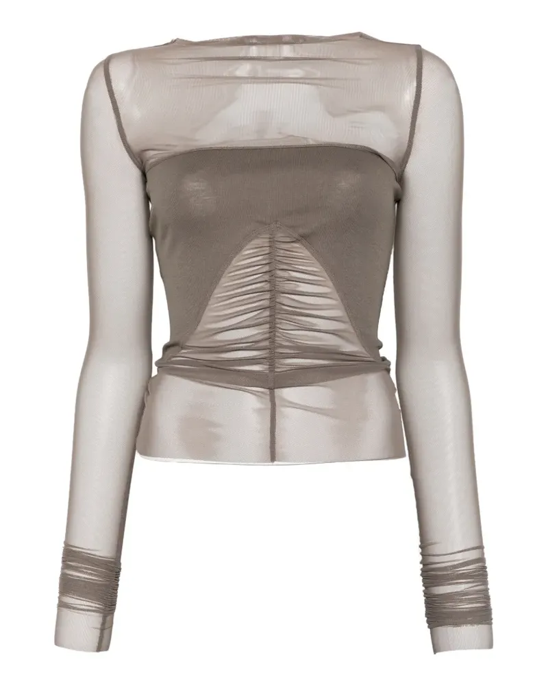 Rick Owens ruched long-sleeve T-shirt - Braun Braun