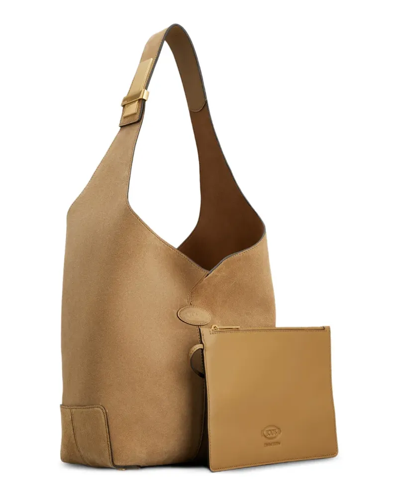 TOD'S Kleine Di Folio Schultertasche aus Wildleder - Nude Nude