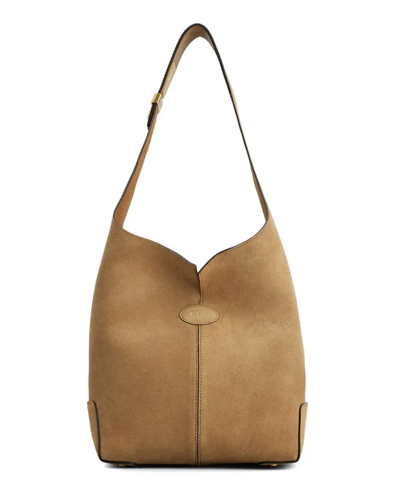 TOD'S Kleine Di Folio Schultertasche aus Wildleder - Nude Nude