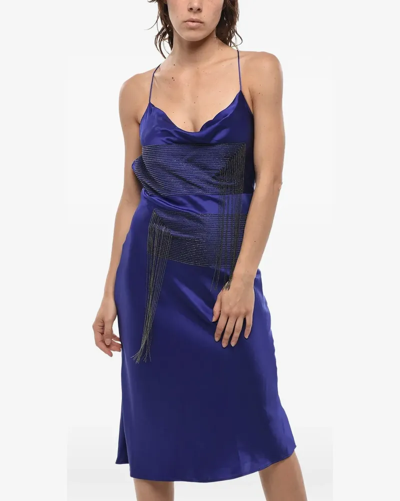 Stella McCartney chain-embellished satin slip dress - Blau Blau