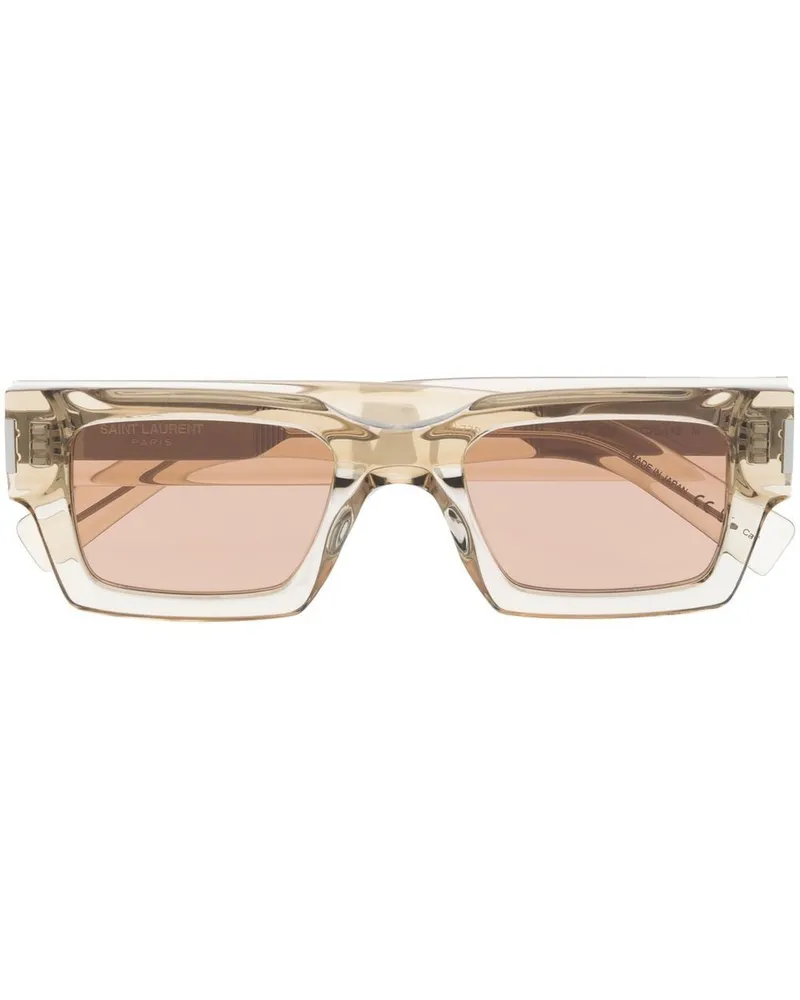 Saint Laurent Sonnenbrille mit eckigem Gestell - Nude Nude