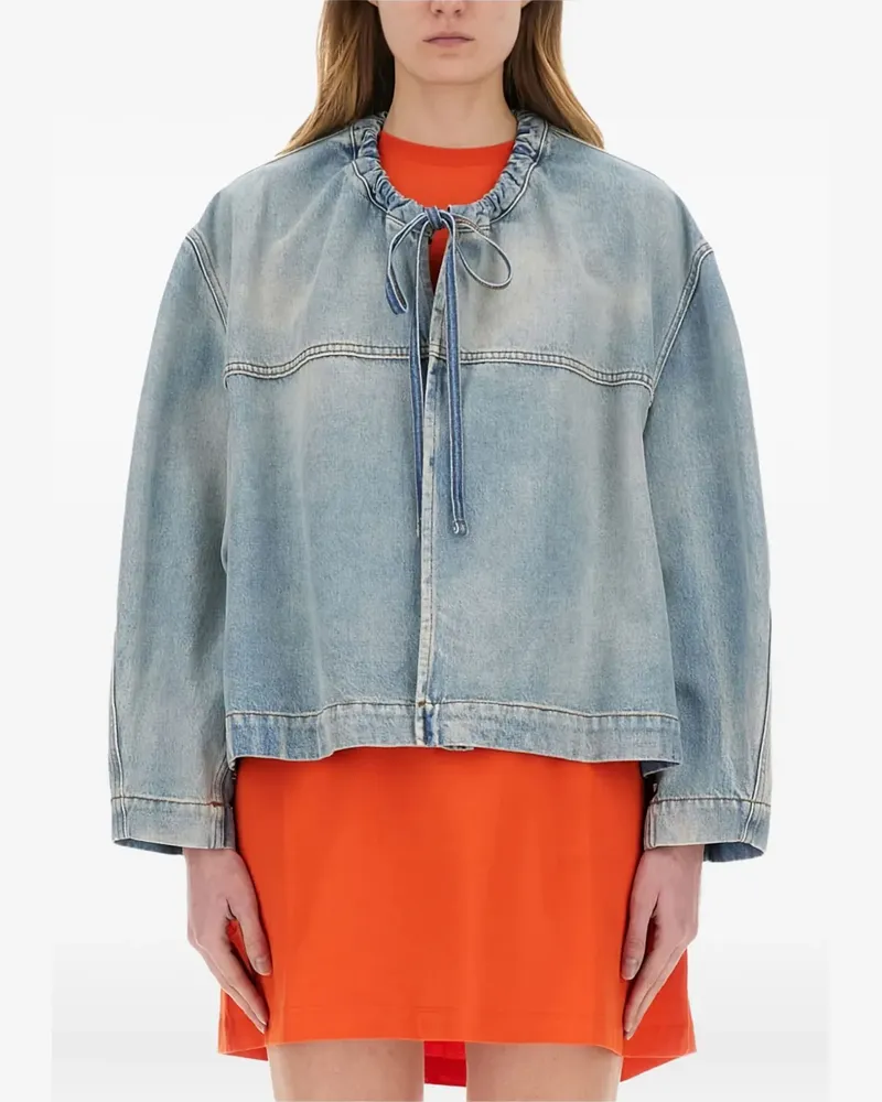 MSGM Jeansjacke mit Kordelzug - Blau Blau
