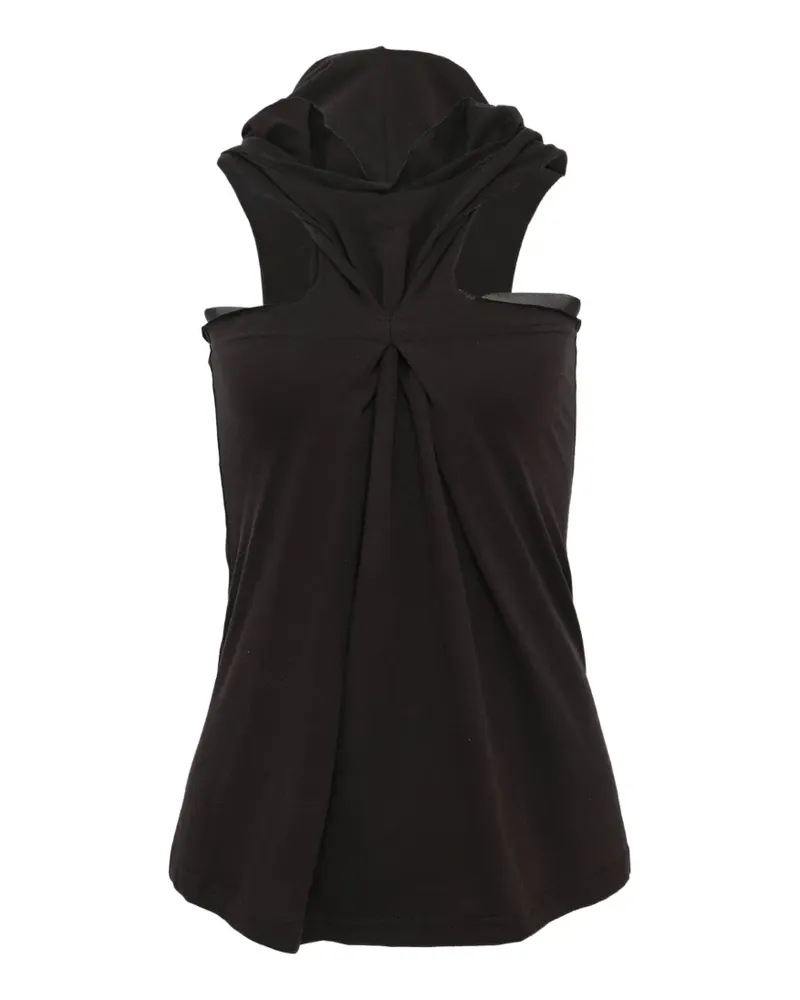 HACHE pinched sleeveless hooide - Schwarz Schwarz