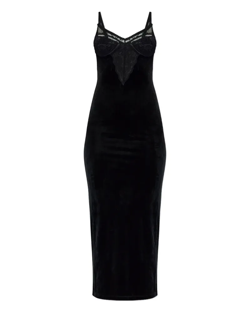 Self-Portrait lace velvet dress - Schwarz Schwarz