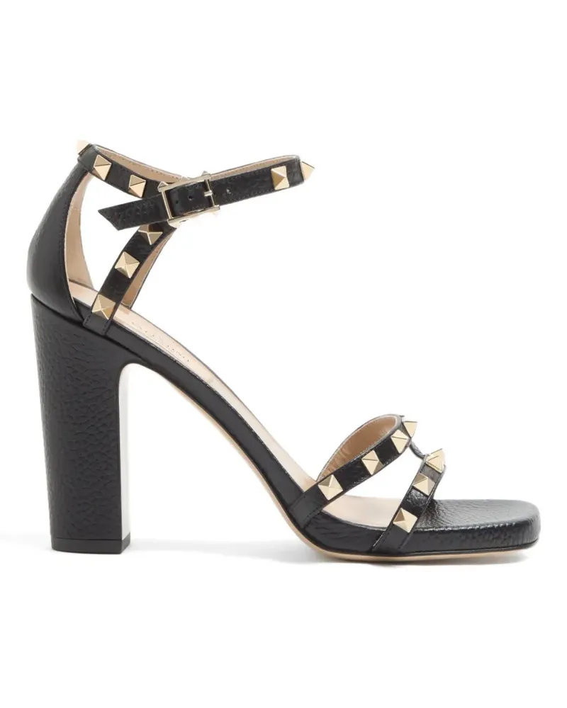 Valentino Garavani Rockstud sandals in elk print calfskin 100mm - Schwarz Schwarz