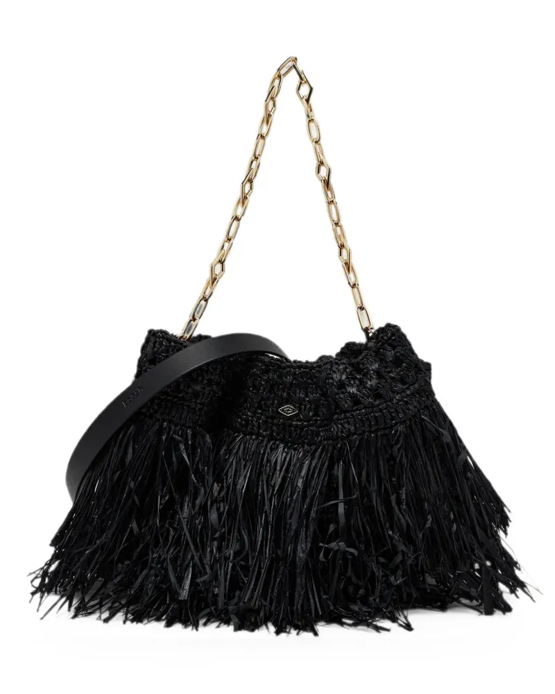 ba&sh June fringed raffia clutch bag - Schwarz Schwarz