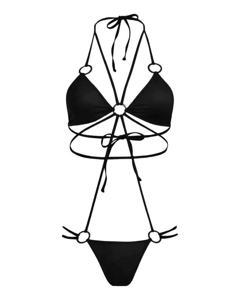 Amir Slama Neckholder-Badeanzug mit Ringdetail - Schwarz Schwarz