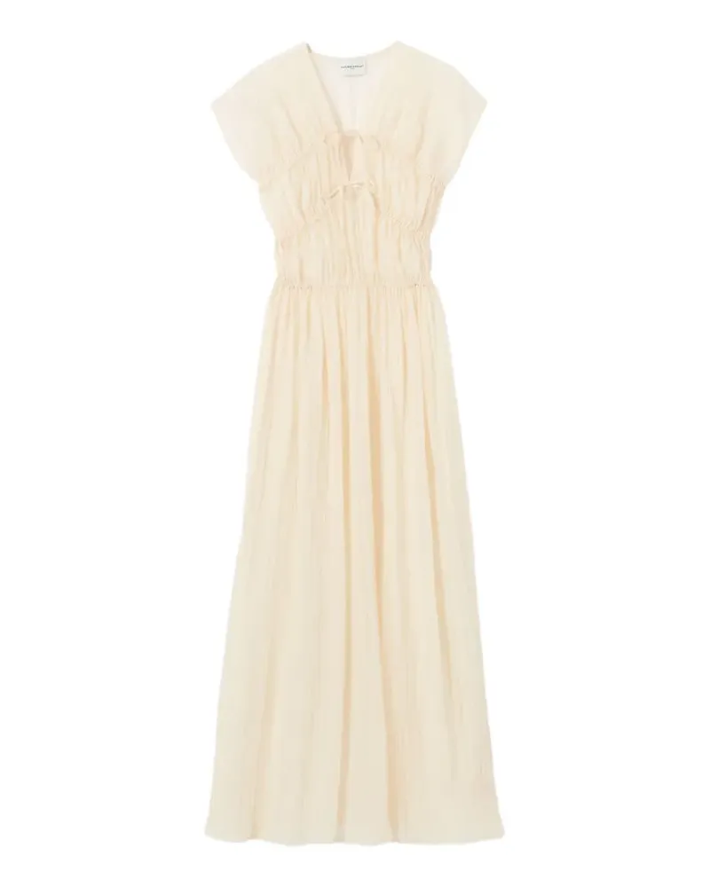 Claudie Pierlot Gerafftes Maxikleid mit Schleifendetail - Nude Nude