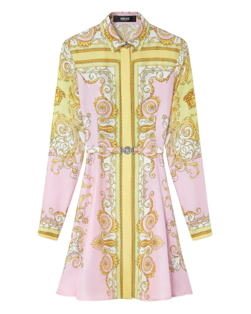 Versace Baroque-print belted mini dress - Rosa Rosa