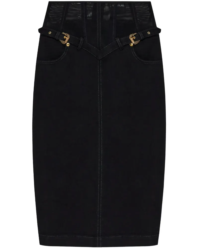 Versace Jeans Jeansrock mit Barocco-Schnalle - Schwarz Schwarz
