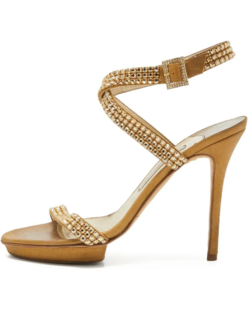 Gina Pre-owned Riemchensandalen mit Kristallen 120mm - Gold Gold