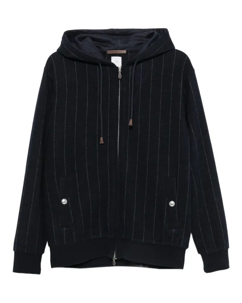 Eleventy Kapuzenjacke mit Nadelstreifen - Blau Blau