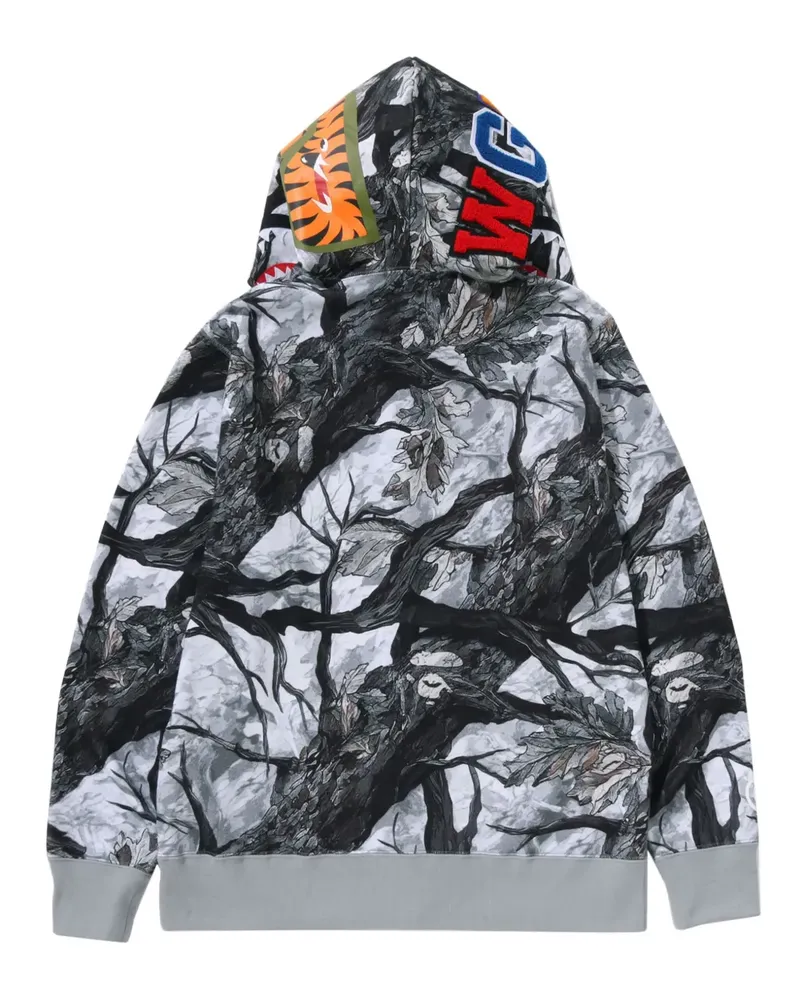 BAPE Tree Edge Camo Shark Kapuzenjacke - Schwarz Schwarz