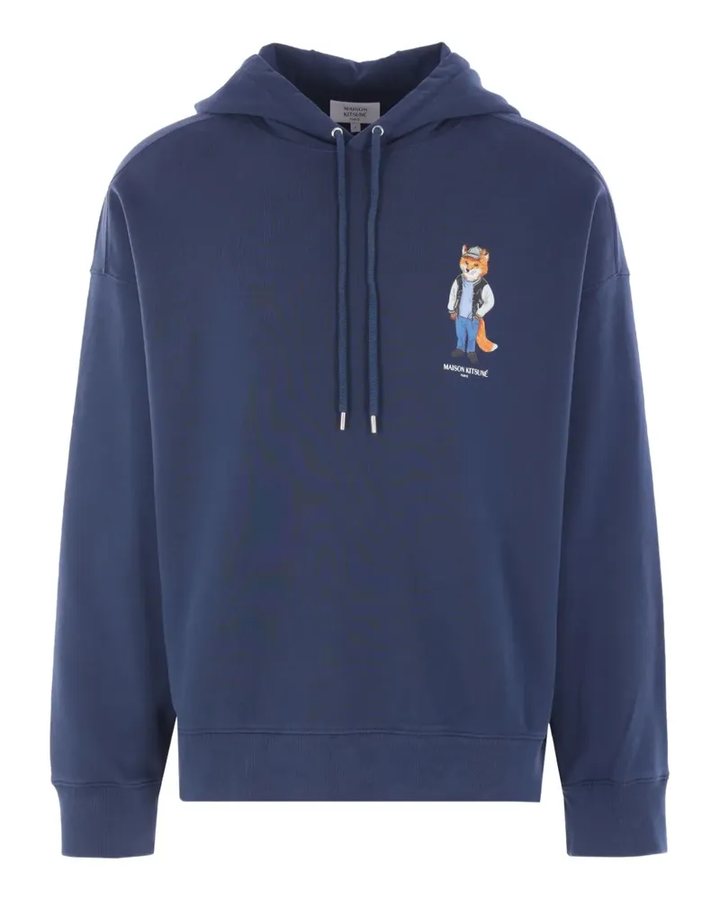 Kitsuné Hoodie mit Fuchs-Print - Blau Blau