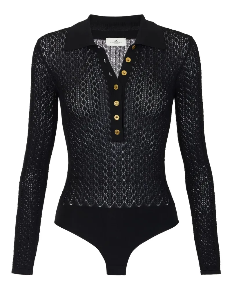 Elisabetta Franchi Poloshirt mit Knopfdetail - Schwarz Schwarz