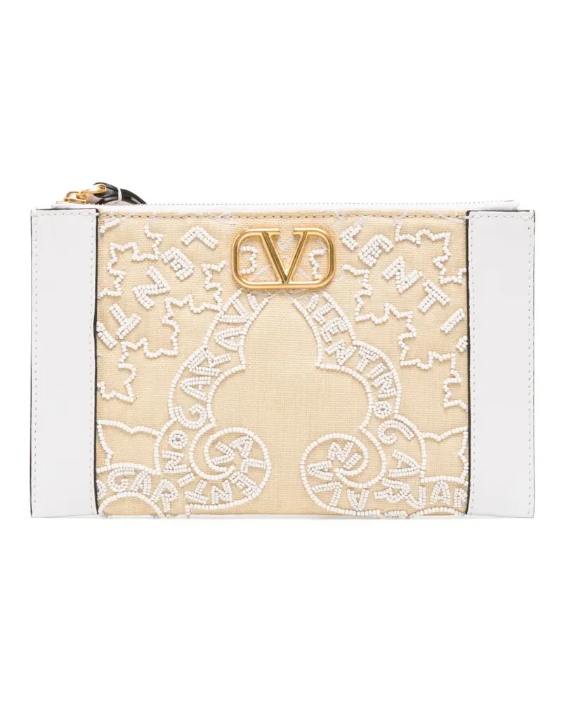 Valentino Garavani Clutch mit Perlen - Nude Nude