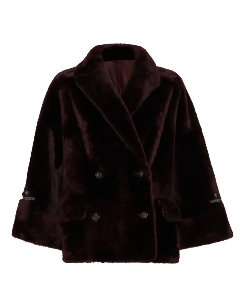 Brunello Cucinelli Doppelreihige Jacke aus Lammfell - Rot Rot