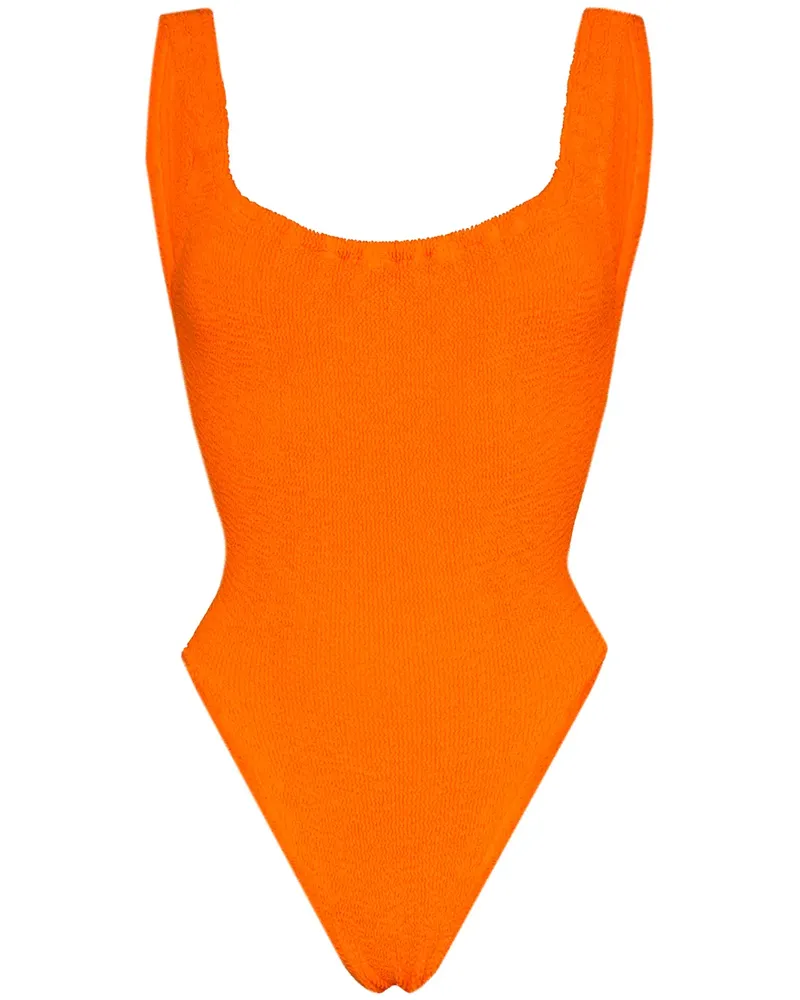 Hunza G Badeanzug in Knitteroptik - Orange Orange