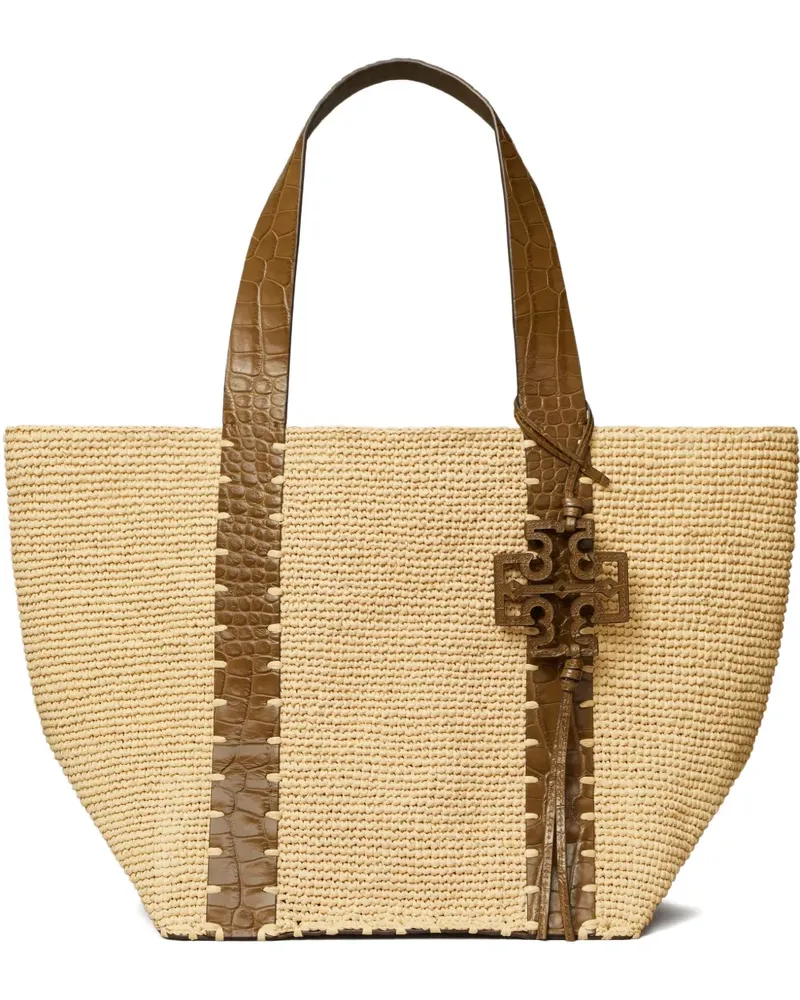 Tory Burch Handtasche aus Stroh - Nude Nude
