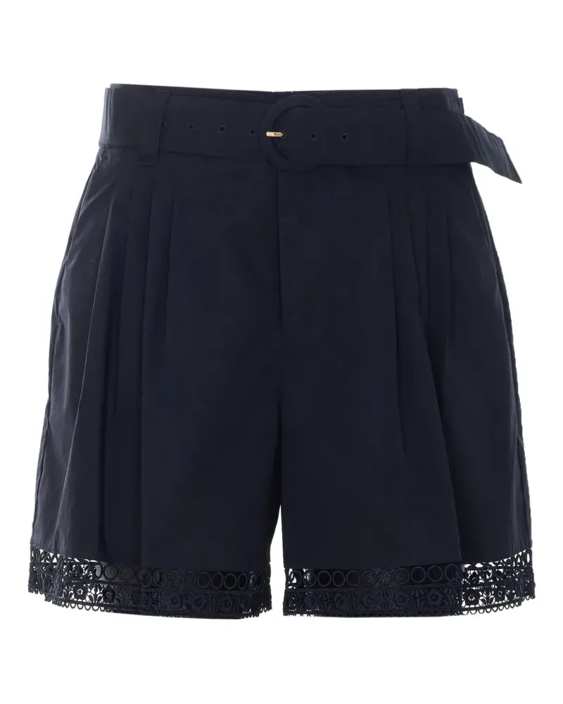 Twin-Set embroidery belted shorts - Blau Blau