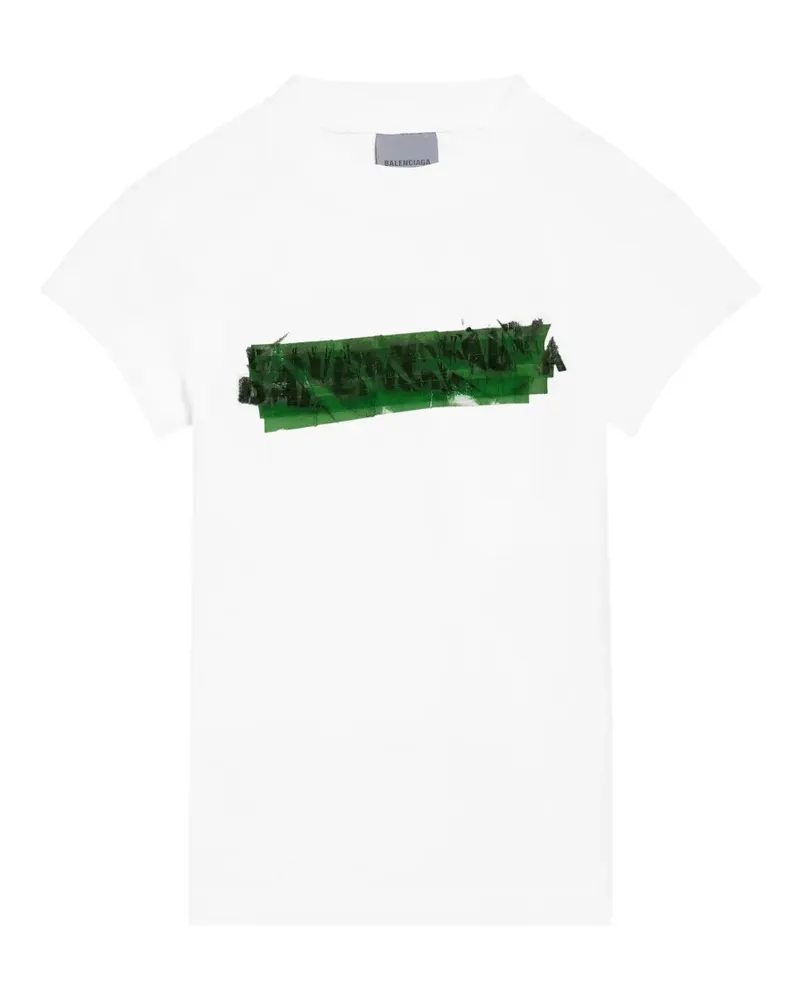 Balenciaga Messy Spray distressed logo-print T-shirt - Weiß Weiß