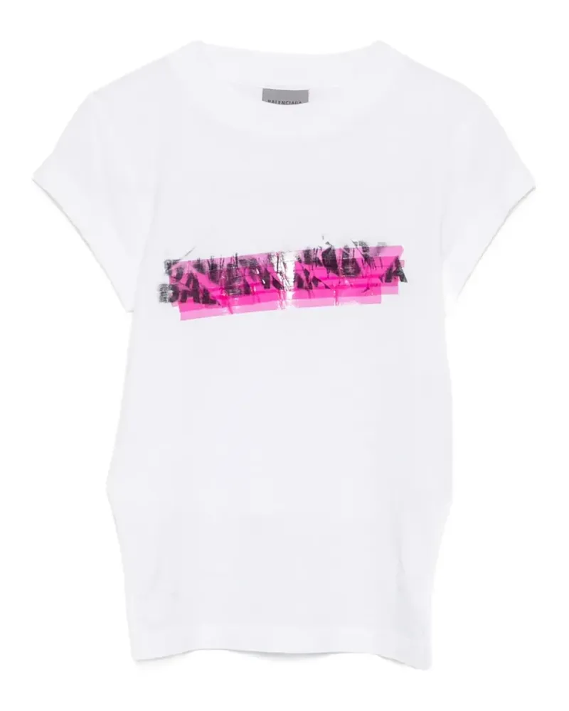 Balenciaga Messy Spray T-Shirt im Distressed-Look - Weiß Weiß