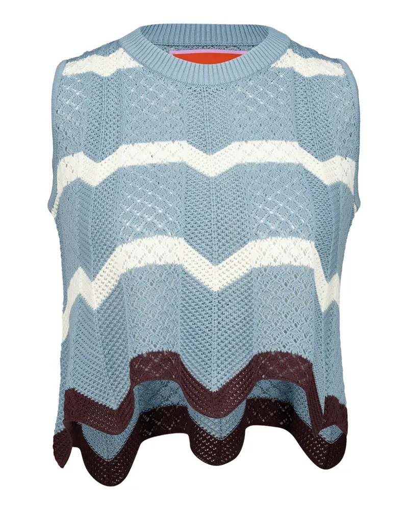 La DoubleJ chevron open-knit top - Blau Blau