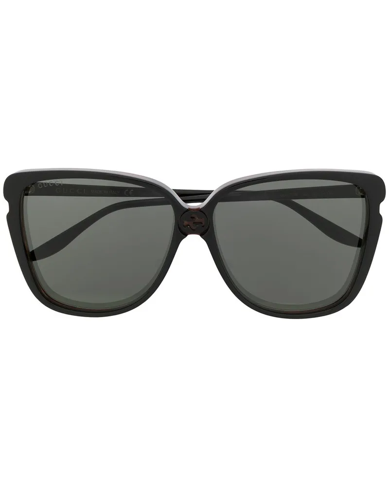 Gucci Eckige Sonnenbrille - Schwarz Schwarz