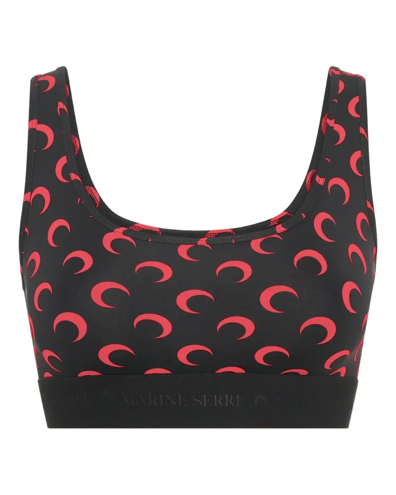 Marine Serre Sport-BH mit Sichelmond-Print - Schwarz Schwarz