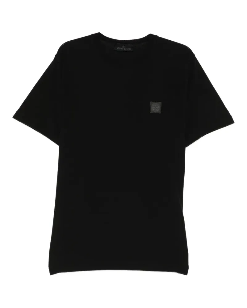 Stone Island T-Shirt mit Logo-Patch - Schwarz Schwarz