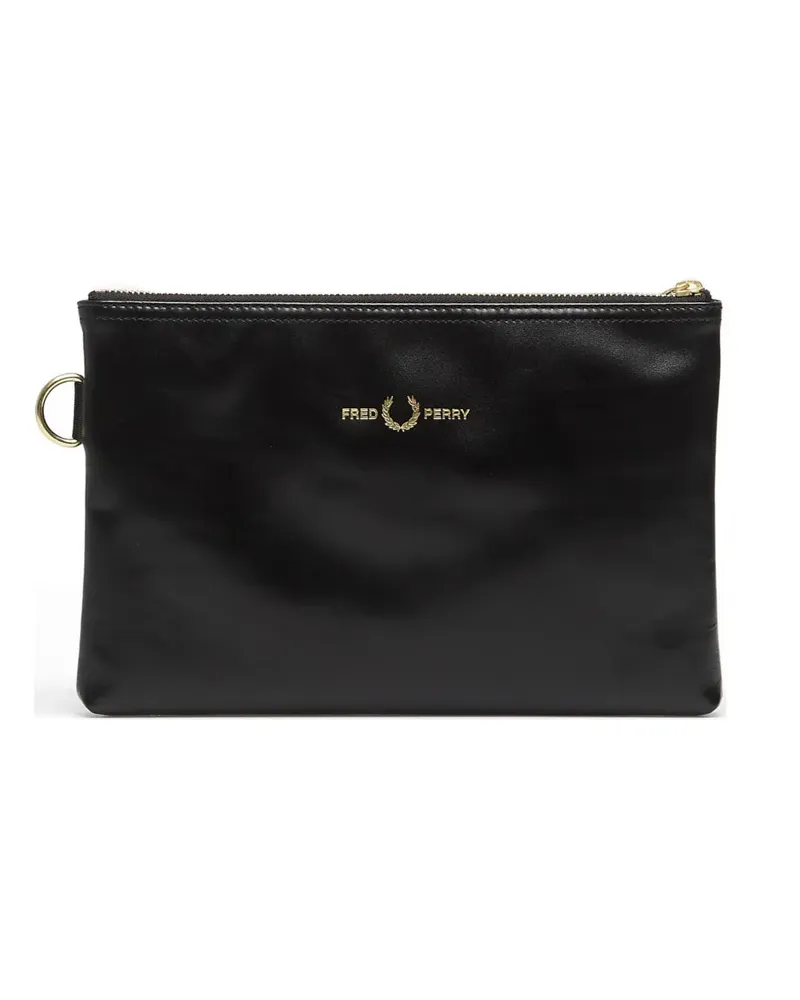 Fred Perry leather messenger bag - Schwarz Schwarz