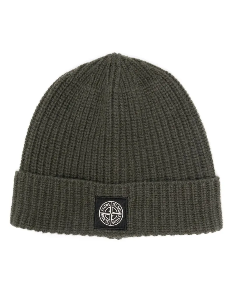 Stone Island Beanie mit Kompass-Applikation Grün