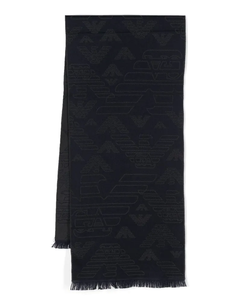 Emporio Armani Jacquard-Schal mit Adlermotiv - Blau Blau