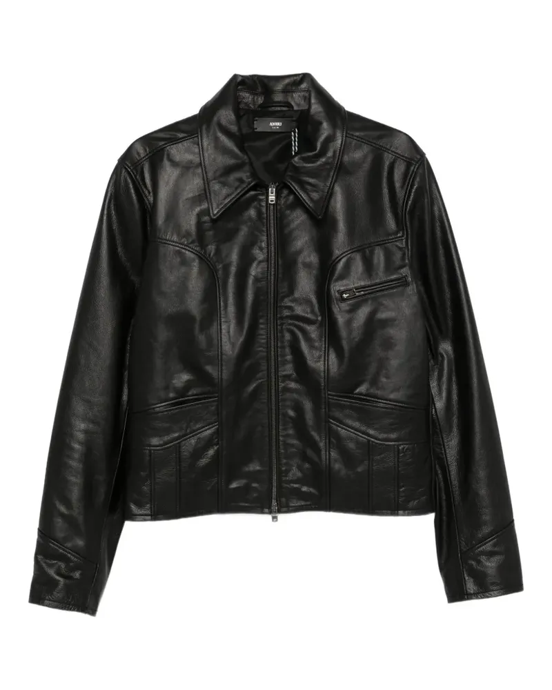 Amiri Lederjacke mit Hüfttasche - Schwarz Schwarz
