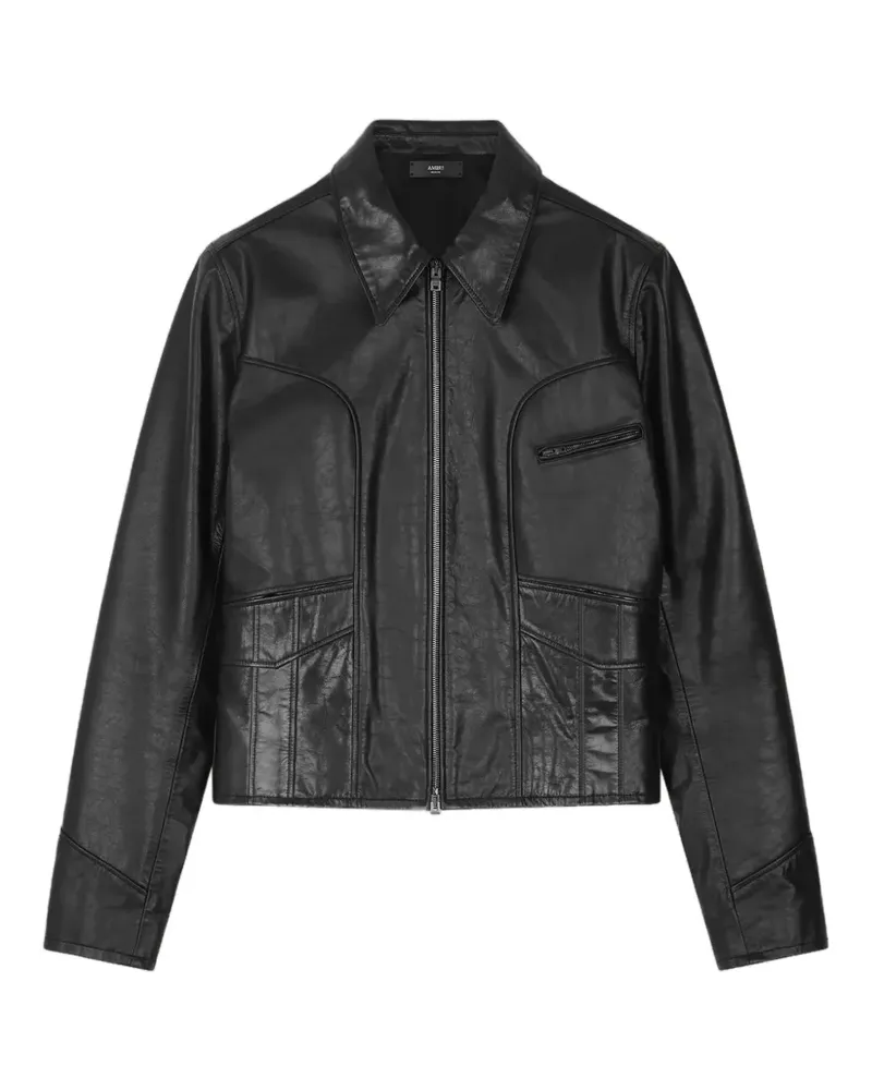 Amiri Lederjacke mit Hüfttasche - Schwarz Schwarz