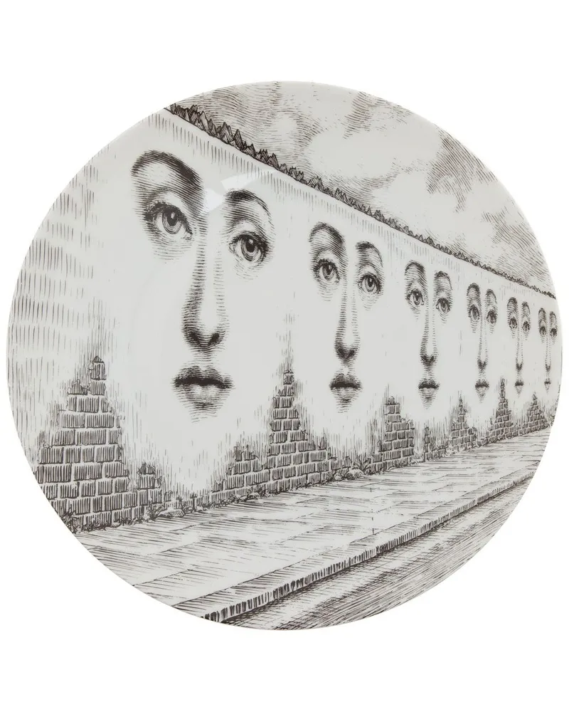 Fornasetti Wandteller mit Print Grau