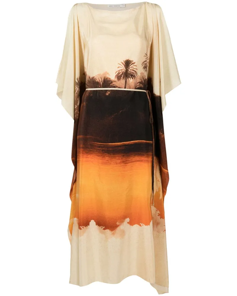 Lenny Niemeyer Seidenkaftan mit Landschafts-Print - Braun Braun
