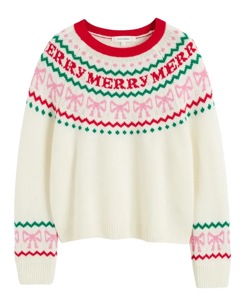 Chinti & Parker Pullover mit Schleifen-Intarsie - Weiß Weiß