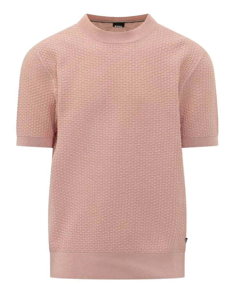 HUGO BOSS basket-weave short-sleeve sweater - Rosa Rosa