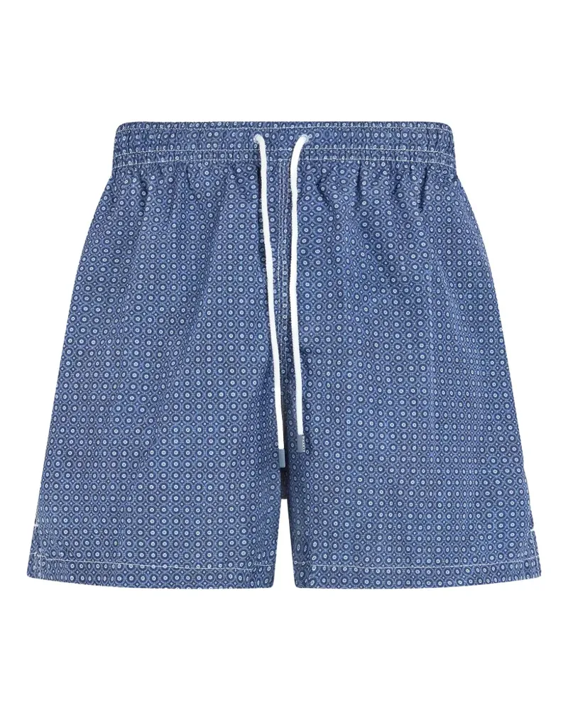 Fedeli geometric-print drawstring swim shorts - Blau Blau