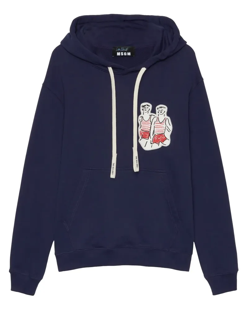 MSGM Hoodie mit Patch - Blau Blau