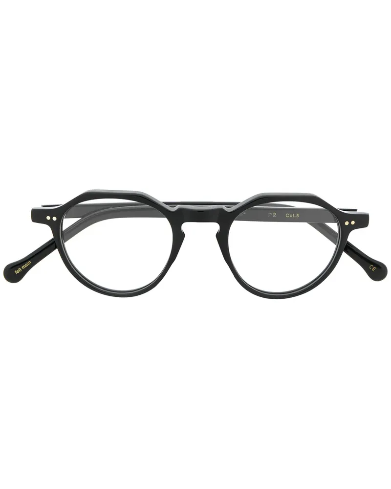 Lesca Brille mit rundem Gestell - Schwarz Schwarz