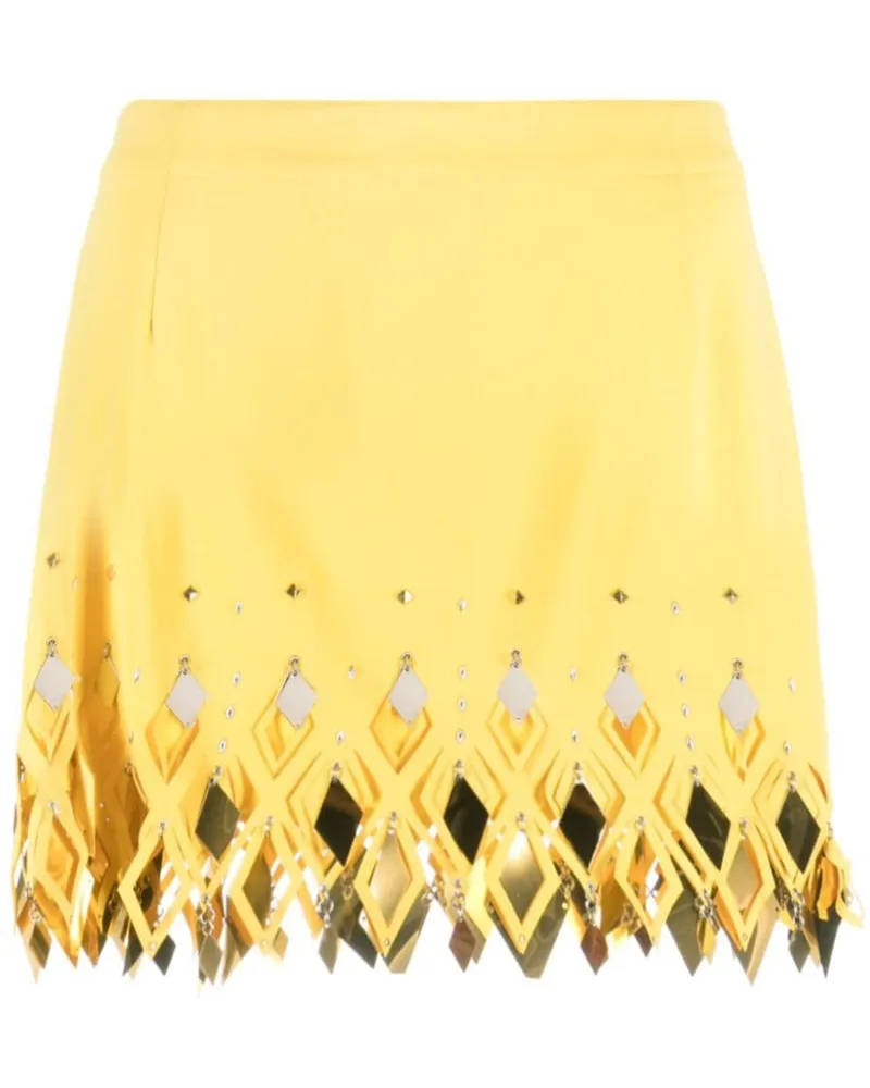 Paco Rabanne Minirock mit Nieten - Gelb Gelb