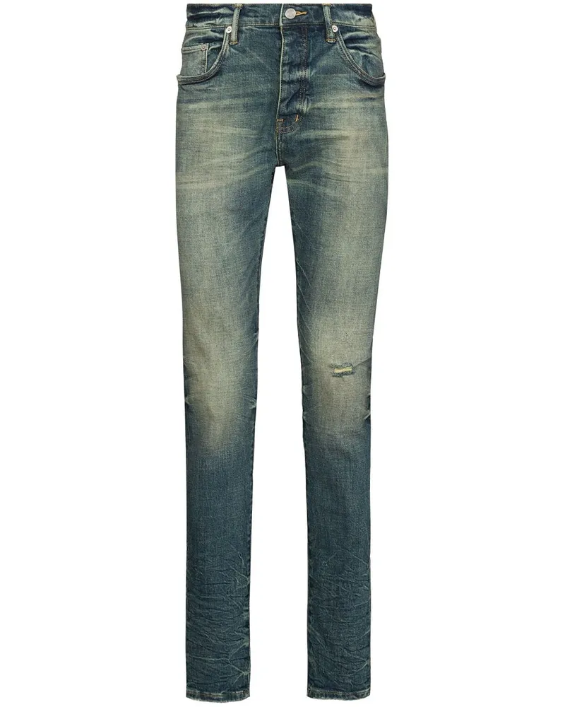 PURPLE BRAND Tief sitzende Straight-Leg-Jeans Blau