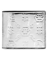 Philipp Plein Metallic-Portemonnaie Silber